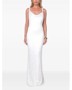 ROSERRY Margot Sequin-Embellished Cowl-Neck Maxi Dress - White