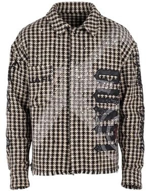 GUAPI Rhinestone-Embellished Patterned Shirt - Grey