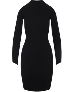 Courreges ハイネック リブドレス - ブラック