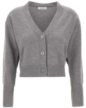 Kangra V-Neck Cropped Cardigan - Grey