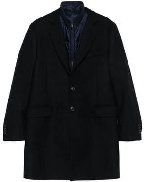 Fay Layered Single-Breasted Coat - Black