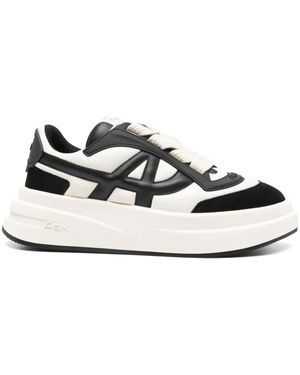Ash Panelled Leather Lace-Up Trainers - White