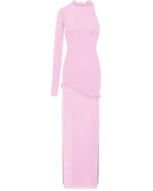 MANURI Candy One-Sleeve Braided-Detail Maxi Dress - Pink