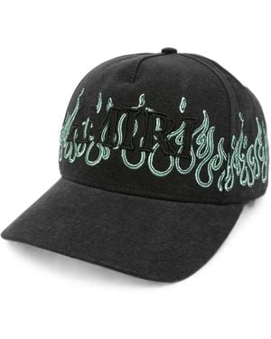 Amiri Flame-Embroidered Logo-Patch Baseball Cap - Black