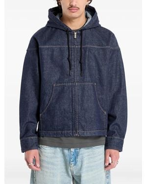 Calvin Klein Zip-Front Hooded Denim Jacket - Blue