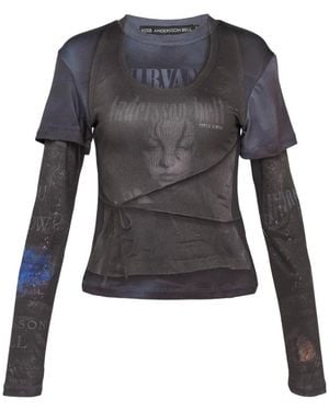 ANDERSSON BELL Rock Archive Layered T-Shirt - Blue