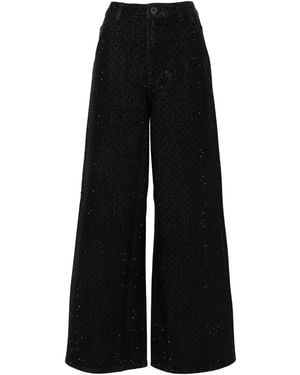 Self-Portrait Wide Jeans - Black