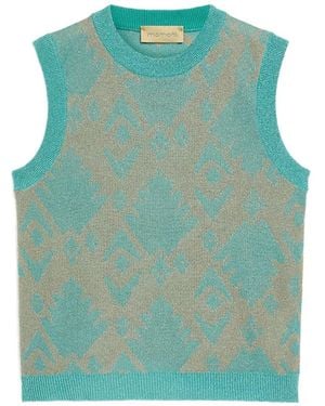 Momoní Jacquard Crewneck Top - Green