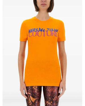 Versace Jeans Couture T-Shirt À Logo Imprimé - Orange