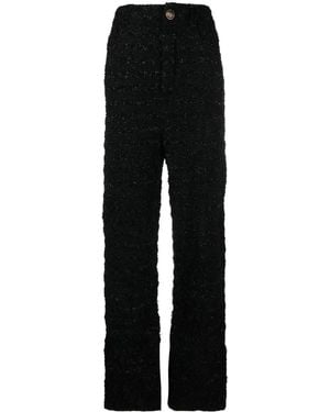 Balenciaga Metallic Tweed Straight-Leg Trousers - Blue
