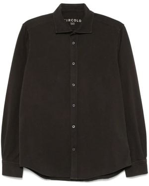 Circolo 1901 Cotton-Blend Jersey Button-Down Shirt - Black