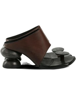 Uma Wang Sculpted-Heel Leather Sandals - Brown