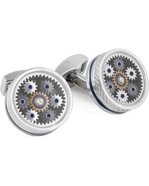 Tateossian Septa Gear Round Cufflinks - White
