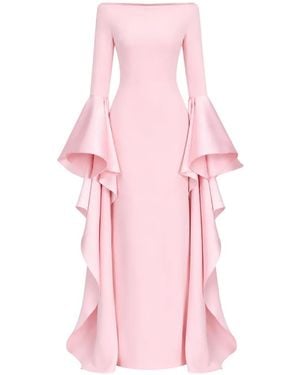 Solace London Astria Ruffled-Sleeve Maxi Dress - Pink