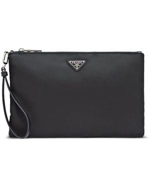 Prada Re-Nylon Clutch Mit Triangel-Logo - Schwarz