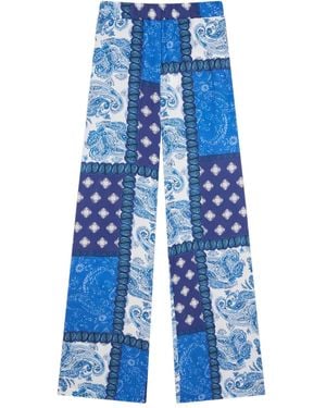 Donde Esteban Patchwork-Print Pants - Blue
