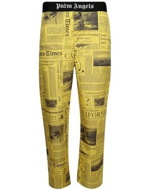 Palm Angels X La Times Newspaper-Print Trousers - Yellow