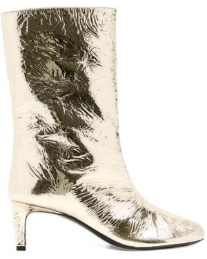 Plan C Crinkled-Finish Boots - White