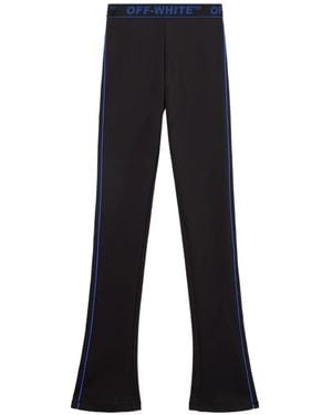 Off-White c/o Virgil Abloh Logo-Waistband Flared-Leg Trousers - Blue