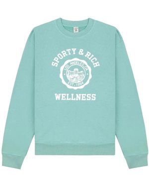 スウェット・トレーナー Sporty & Rich Health Is Wells Crewneck Man to Man Light Blue Health is Wealth Crewneck - Team Blue/White – Sporty & Rich