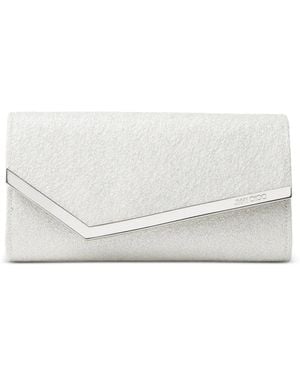 Jimmy Choo Emmie Glitter Clutch Bag - White