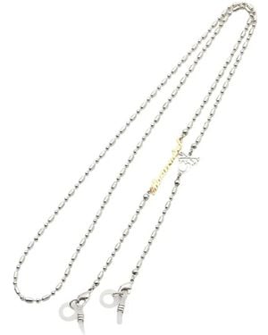 Mastermind Japan Beaded Logo-Plaque Glasses Chain - White