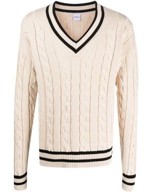 Aspesi Stripe-Detail Cable-Knit Jumper - Natural