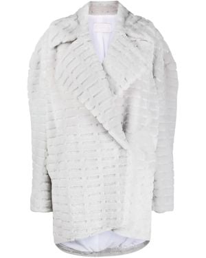 Genny Debossed-Detail Single-Breasted Coat - White