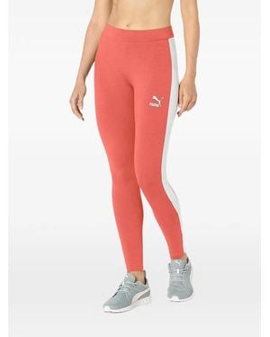 PUMA Logo Stripe Leggings - Red