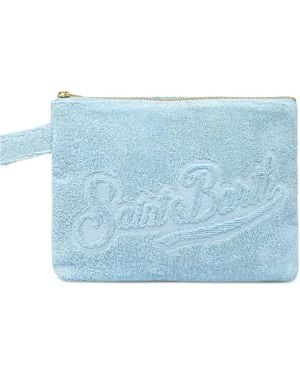 MC2 Saint Barth Light Pareasy Pochette With Jacquard Saint Barth Logo - Blue