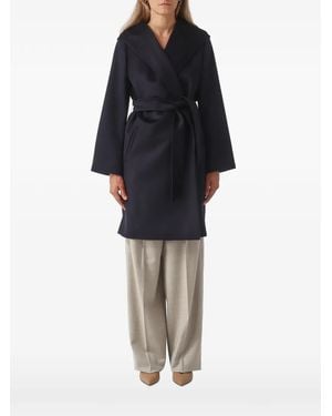 Max Mara Hooded Belted Coat - Blue