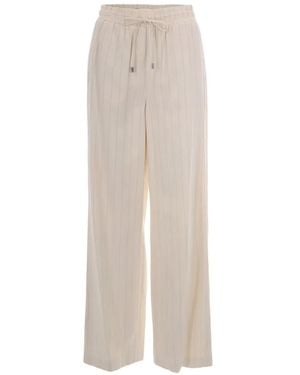 Liu Jo Striped Drawstring Trousers - White