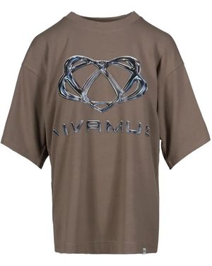 VIVAMUS Logo-Print Crew-Neck T-Shirt - Grey