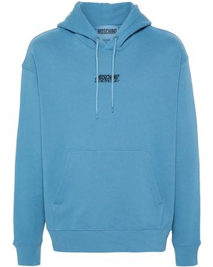 Moschino Logo-Embroidered Cotton Hoodie - Blue