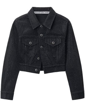 Alexander Wang Crystal-Embellished Denim Jacket - Black