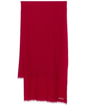 Isabel Marant Alette Logo-Print Frayed Scarf - Red