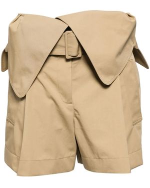 JW Anderson Fold Over Trench Shorts - Natural
