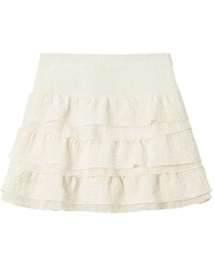 B+ AB Ruffled A-Line Mini Skirt - White
