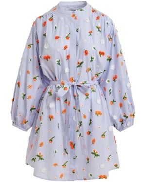 Essentiel Antwerp Jalen Floral-Embroidered Shirt Dress - White