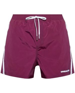 DSquared² Badeshorts Mit Logo-Stickerei - Lila