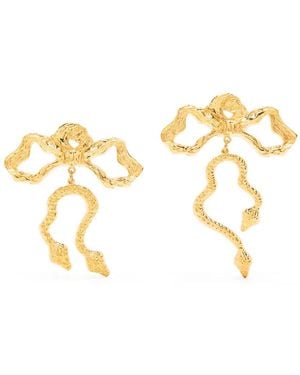 Natia X Lako Long Bow Brass Earrings - Metallic