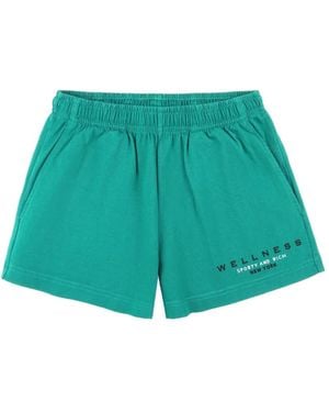 Sporty & Rich Spellout-Embroidered Shorts - Green