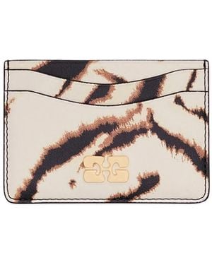 Ganni Bou Zebra-Print Card Holder - Natural