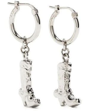 Marni Statement-Pendant Brass Earrings - White