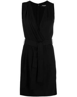 DSquared² Belted Silk-crepe Dress - Black