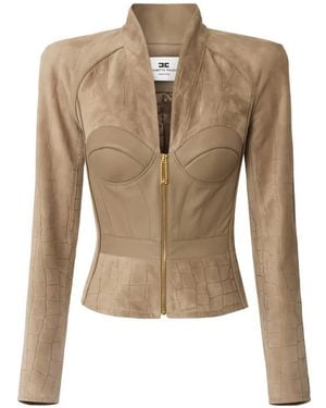 Elisabetta Franchi Suede Jacket - Natural