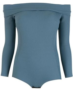 Amir Slama Off-Shoulder Bodysuit - Blue