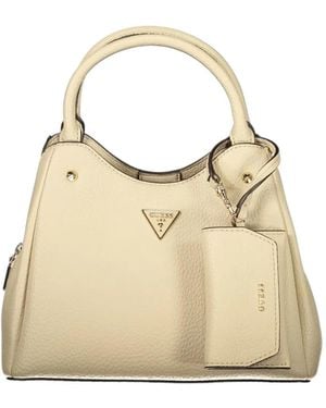 Guess Logo-Plaque Pebbled Tote Bag - Natural