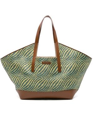 Marni Striped-pattern Tote Bag - Green