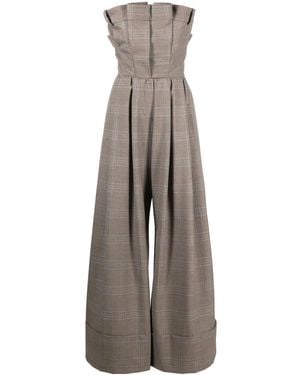 Moschino Prince Of Wales-Pattern Strapless Jumpsuit - Brown